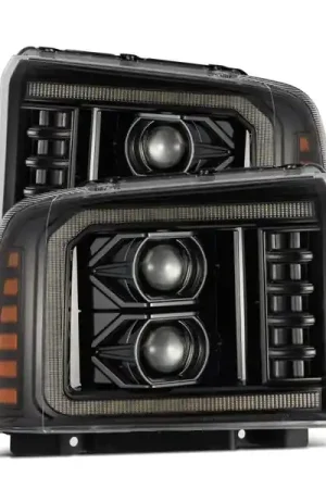 Genuine AlphaRex 05-07 Ford Super Duty/Excursion LUXX-Series LED Projector Headlights - Alpha-Black