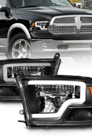ANZO 2009-2020 Dodge Ram 1500 Full LED Square Projector Headlights w/ Chrome Housing Black Amber Today Only