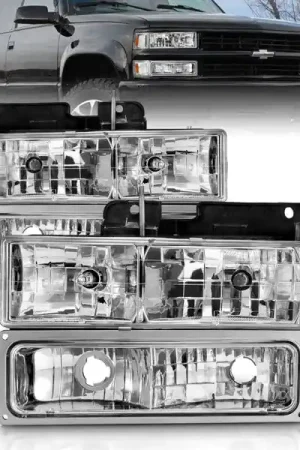 ANZO 88-98 Chevrolet C1500 Crystal Headlights Chrome w/ Signal and Side Marker Lights Limited Offer