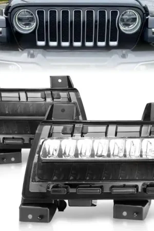 ANZO 2018-2021 Jeep Wrangler LED Side Markers Chrome Housing Smoke Lens w/ Seq. Signal Sport Bulb Exclusive Offer