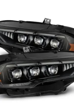 AlphaRex 18-20 Ford Mustang NOVA LED Proj Headlights Alpha-Black w/Activ Light/Seq Signal/Switch DRL Secure Checkout