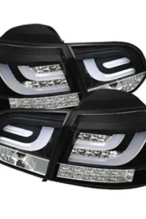 Trusted Brand Spyder Volkswagen Golf/GTI 10-13 G2 Type With Light Bar LED Tail Lights Black ALT-YD-VG10-LED-G2-BK