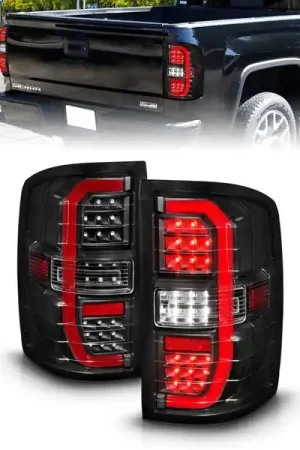 ANZO 14-18 GMC Sierra 1500 Full LED Taillights Black Housing Clear Lens (w/C Light Bars) Best Seller