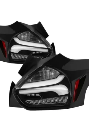 Luxury Spyder 15-17 Ford Focus Hatchback LED Tail Lights w/Indicator/Reverse - Black (ALT-YD-FF155D-LED-BK)