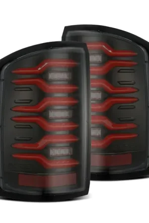 AlphaRex 14-18 GMC Sierra 1500/2500HD/3500HD LUXX-Series LED Tail Lights Blk/Red w/Actv Lgt Seq. Sig Fast Shipping