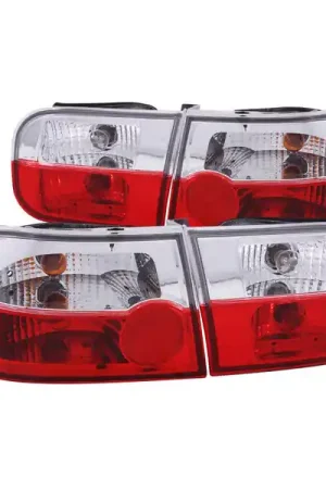 ANZO 1992-1995 Honda Civic Taillights Red/Clear Modern