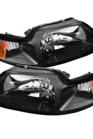 Authentic xTune Ford Mustang 99-04 OEM Amber Headlights Black HD-JH-FM99-AM-BK