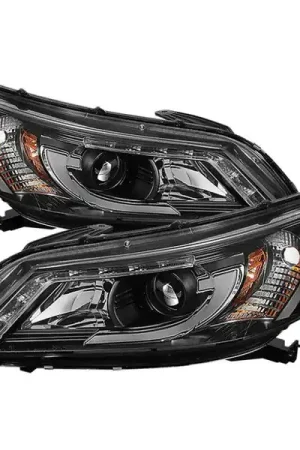 Holiday Sale Spyder Honda Accord 2013-2015 4DR Projector Headlights Light Bar DRL Black PRO-YD-HA13-LBDRL-BK