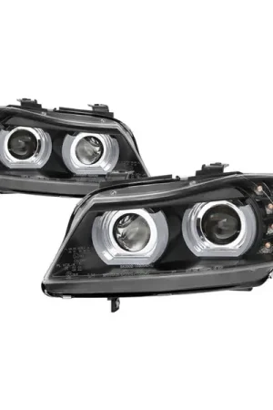 Bargain Spyder 09-12 BMW E90 3-Series 4DR Projector Headlights Halogen - LED - Black - PRO-YD-BMWE9009-BK