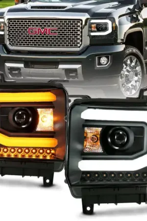 ANZO GMC SIERRA 1500 14-15 2500H/15-19 Projector Headlight Plank Style Black w/ Switchback (Halogen) Seasonal Sale