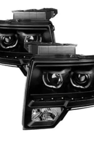 Reduced Price xTune Ford F150 09-14 Projector Headlights Halogen Model Only LED Halo Black PRO-JH-FF15009-CFB-BK