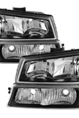 Free Shipping xTune Chevy Silverado 2500HD 03-06 Crystal Headlights w/ Bumper Lights Black HD-JH-CSIL03-AM-BK-SET