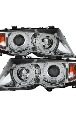Trusted Brand Spyder BMW E46 3-Series 02-05 4DR Projector Headlights 1PC LED Halo Chrm PRO-YD-BMWE4602-4D-AM-C
