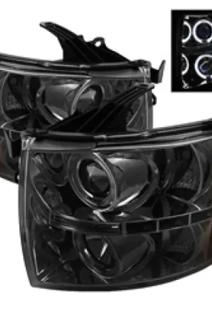 Last Chance Spyder Chevy Silverado 1500 07-13 Projector Headlights LED Halo LED Smke PRO-YD-CS07-HL-SM