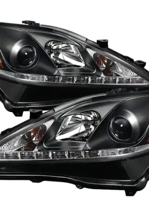 Next Day Delivery Spyder Lexus IS 250/350 2006-2010 Projector Headlights DRL Black PRO-YD-LIS06-DRL-BK