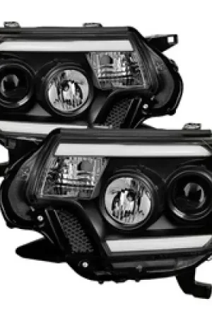 Worldwide Shipping Spyder Toyota Tacoma 12-15 Projector Headlights Light Bar DRL Black PRO-YD-TT12-LBDRL-BK