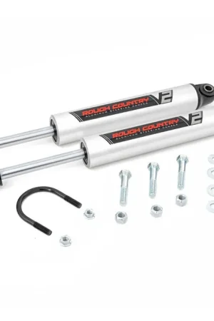 V2 Steering Stabilizer Dual 4 Inch Lift Jeep Grand Cherokee WJ (99-04) Rough Country Wholesale