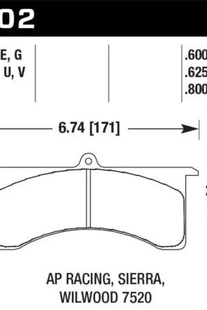 Hawk AP Racing 6 / Sierra/JFZ / Wilwood 7520 DTC-70 Race Rear Brake Pads Save Now