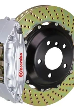Holiday Sale Brembo 03-08 SL500 Front GT BBK 4 Piston Cast 2pc 355x32 2pc Rotor Drilled-Silver