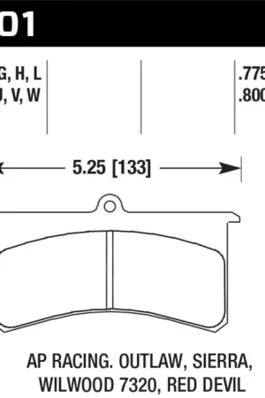 Hawk Wilwood SL AP Racing Outlaw .8 Inch Super-lite DTC-30 Brake Pad Set Certified