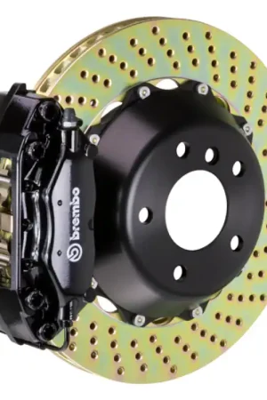 Brembo 08-15 Lancer Evo X Rear GT BBK 4 Piston Cast 345x28 2pc Rotor Drilled-Black Special Discount