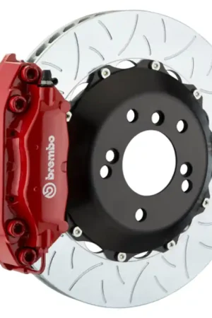 Worldwide Shipping Brembo 03-06 G35 Sedan/Coupe/03-08 350Z Rr GT BBK 4 Pist Cast 345x28 2pc Rotor Slotted Type3-Red