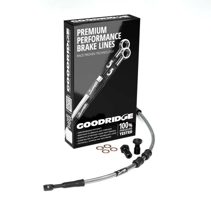 Goodridge 09-13 F HD FLH/FLT (EXCEPT FLTR) (w/ABS) -4in Clear Brake Line Kit w/Black Fittings Hot Deal