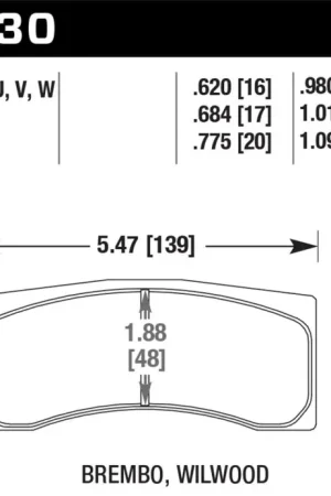 Hawk Universal Brembo DTC-70 Race Brake Pads Thickness 1.018 Place Order