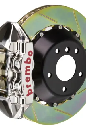 Top Rated Brembo 03-06 G35 Sedan/03-08 350Z Rear GTR BBK 4Pist Billet 345x28 2pc Rotor Slotted Type1 - Nickel