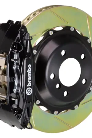 Brembo 03-06 G35 Sedan/03-08 350Z Fr GT BBK 4 Pist Cast 2pc 332x32 2pc Rotor Slotted Type1-Black Same Day Shipping