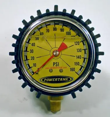 Tire Inflator Gauge Liquid Filled 2.5 Inch 0-160 PSI 1/8 Inch Lower Stem Includes Rubber Cover Power Tank Luxury