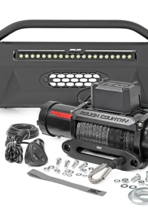 Weekend Sale Front Bumper Hybrid with 12000-Lb Pro Series Winch and 20 LED Light Bar 16-22 Toyota Tacoma 4WD Rough Country