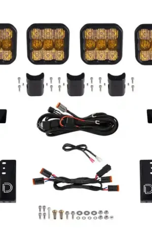 Diode Dynamics Jeep JL SS5 4-Pod CrossLink Grille Lightbar Kit Sport - Yellow Combo Don’t Miss Out