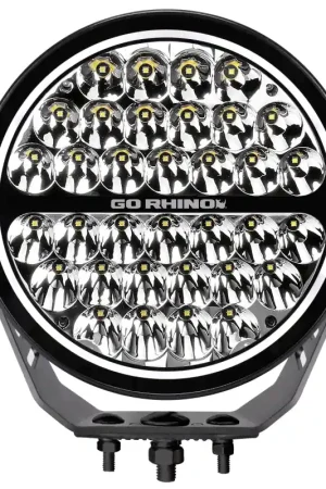 Go Rhino Xplor Blackout Series Round Single LED Spot Light Kit w/DRL (Surface Mount) 9in. - Blk Bulk Order