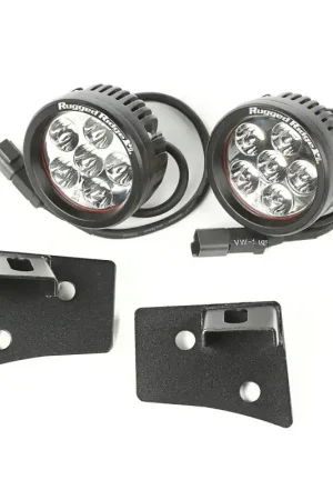 Rugged Ridge 07-18 Jeep Wrangler JK Textured Black Round Windshield LED Kit w/ Brackets Weekend Sale