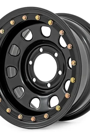 Holiday Sale Steel Simulated Bead Lock Wheel | Black | 16x8 | 6x5.5 | 4.25 Bore | -12