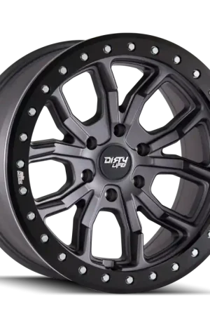 Dirty Life 9303 DT-1 17x9/6x139.7 BP/-12mm Offset/106mm Hub Matte Gunmetal Wheel - Beadlock Buy Direct