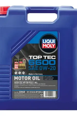 LIQUI MOLY 20L Top Tec 6600 Motor Oil SAE 0W20 Price Cut