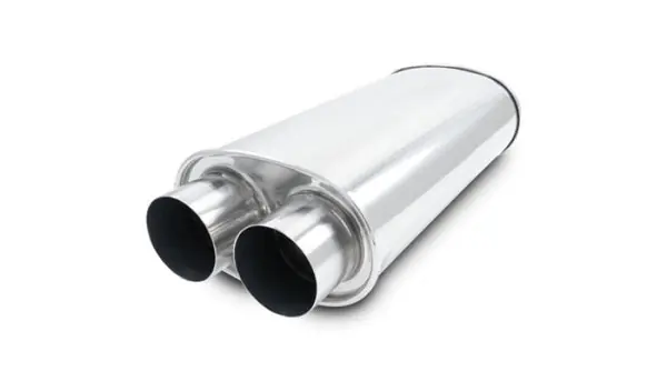 Exclusive Vibrant Universal Streetpower 2.5in Stainless Steel Dual In-Out Oval Muffler