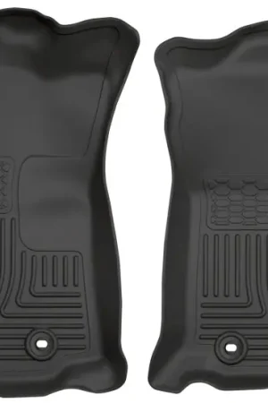 Crafted Husky Liners 2018 Toyota Tacoma Double Cab w/ Standard Trans WeatherBeater Black Front Floor Liners