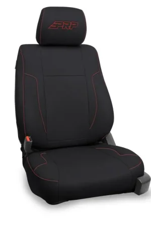 Don’t Miss Out PRP 12-14 Ford Raptor Front Seat Covers (Pair) - Black w/ Red Stitch