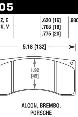 Hassle-Free Returns Hawk Alcon B/MB4/ Brembo XA2.E5.01/04 / XA5.90.01/04 / XA6.H7.11/14 DTC-70 Race Brake Pads