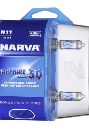 Narva 48528BL2 H11 12V 55W Sapphire Plus 50 Halogen Headlight Globes, Twin Pack Sale