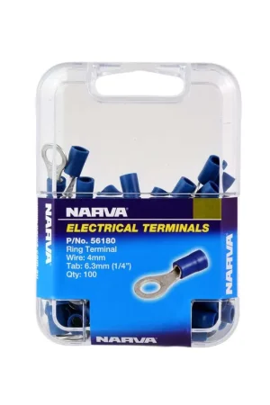Special Discount Narva 6.3mm Ring Terminal Blue (100 Pack) - 56180