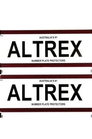 Altrex QLD, VIC, TAS, SA, WA \\u0026 NT Dual Slimline Red Carbon Fibre Number Plate Protectors - without Lines - 6SERV Price Cut