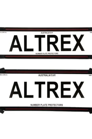 Affordable Altrex Number Plate Protectors - QLD, ACT, VIC, TAS, SA, WA \\u0026 NT Slimline Combination Black Border with Red Insert without Lines - 6QSNLR