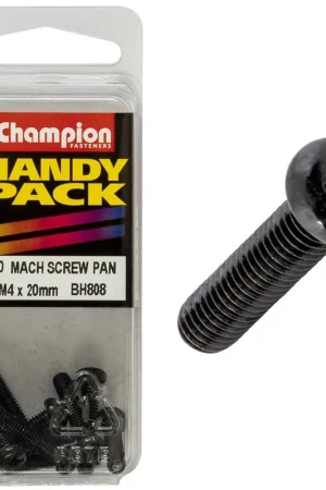 Champion Pack of 10 M4 x 20mm Black, Zinc Plated, Philips Pan Head Machine Screws - BH808 Secure Checkout