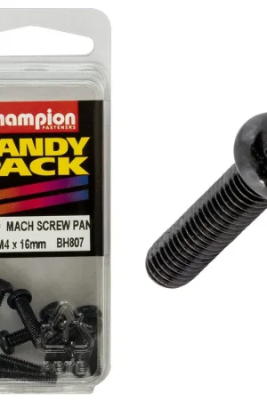 Champion Pack of 10 M4 x 16mm Black, Zinc Plated, Philips Pan Head Machine Screws - BH807 Holiday Sale
