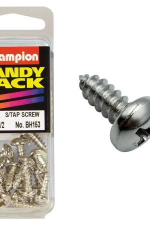Sale Champion Pack of 15 10G x 13mm Philips Raised Head, Nickel Plated Self Tapping Screws - BH153