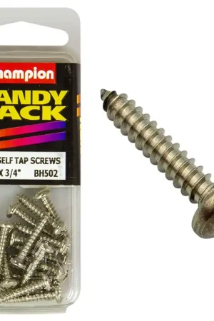 Shop Now Champion Pack of 20 6G x 19mm Philips Pan Head, Nickel Plated Self Tapping Screws - BH502